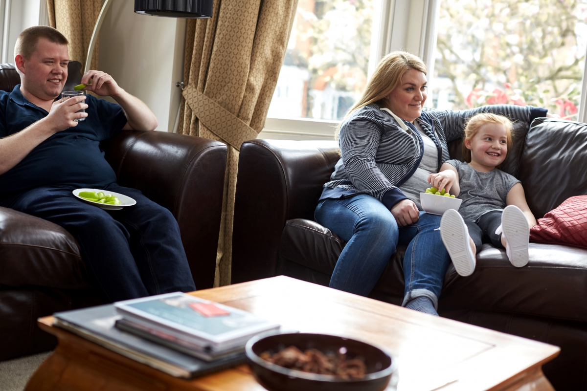Family in the living room