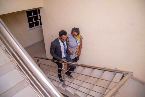 Colleagues climbing stairs 2