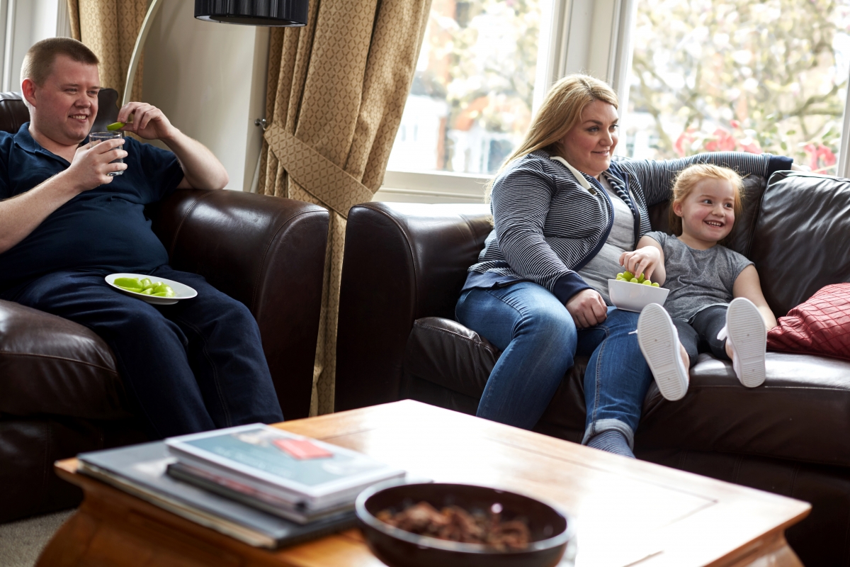 Family in the living room 