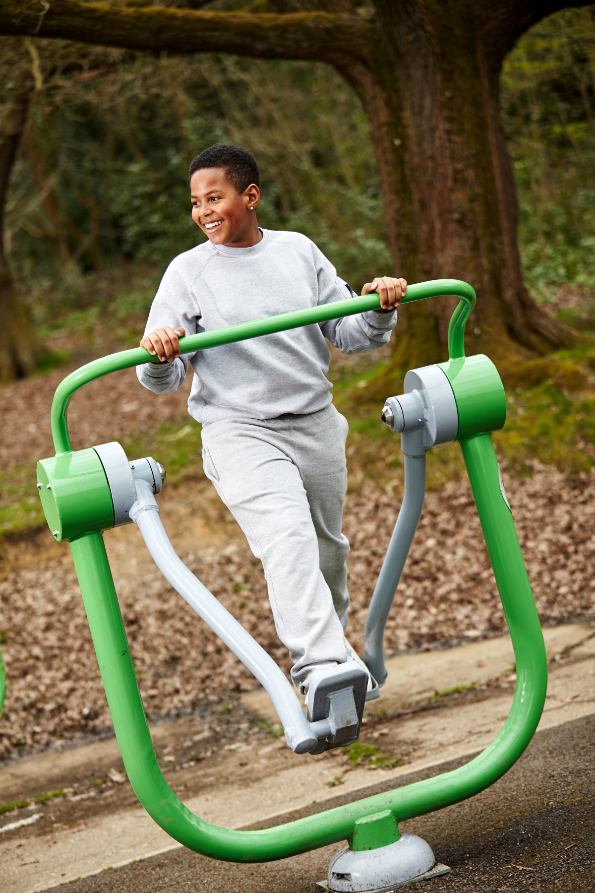 Exercising in the woods