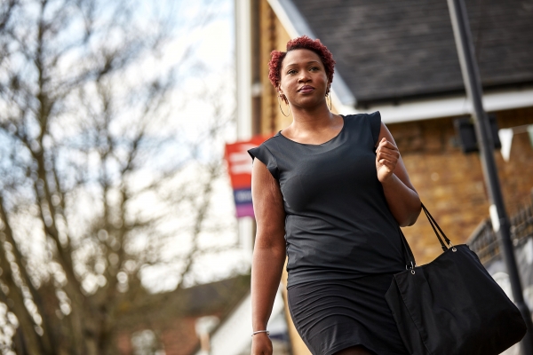 Woman going to the train station 