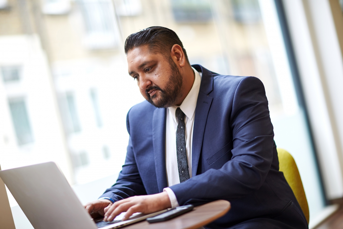 Business man working on laptop 