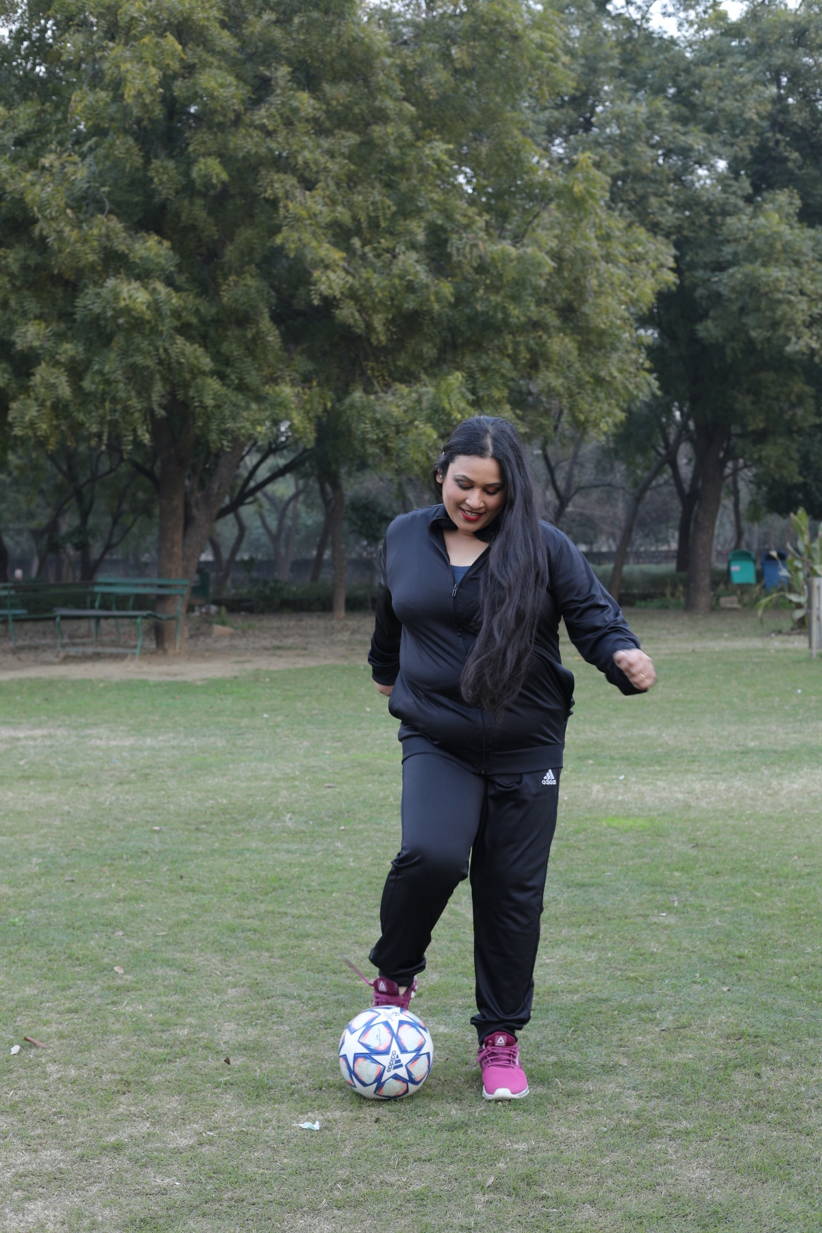 Playing football in the park