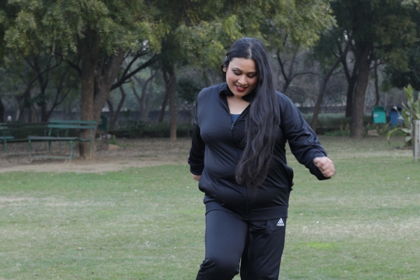 Playing football in the park