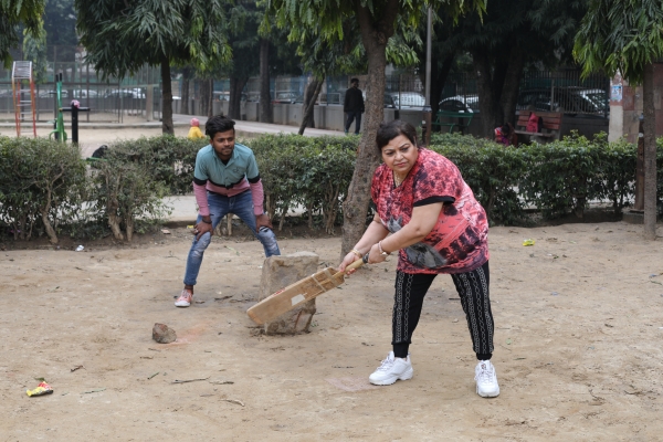 Playing cricket