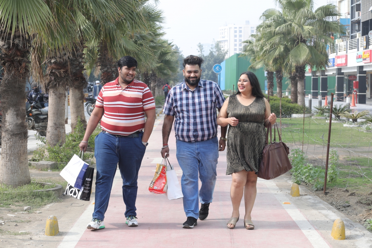 Three friends out shopping