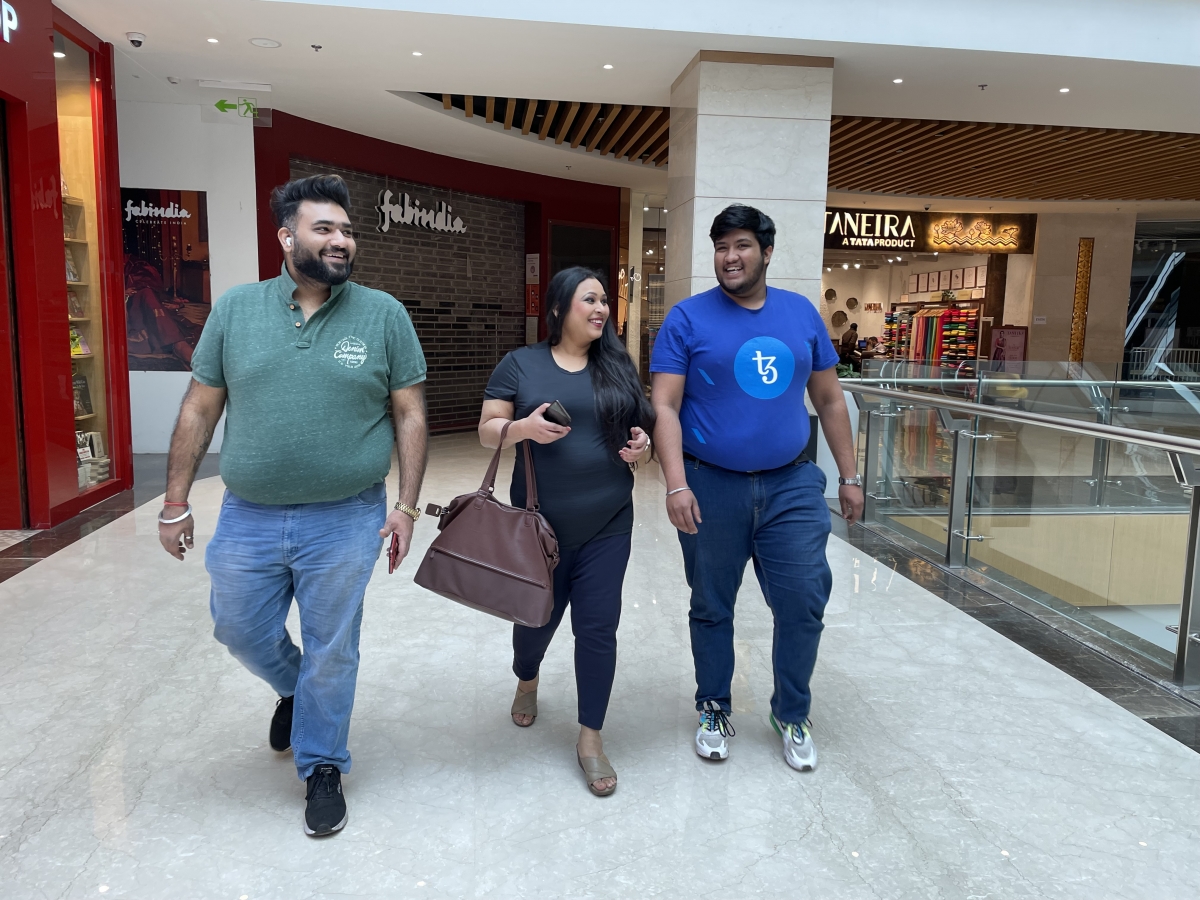 Three friends shopping