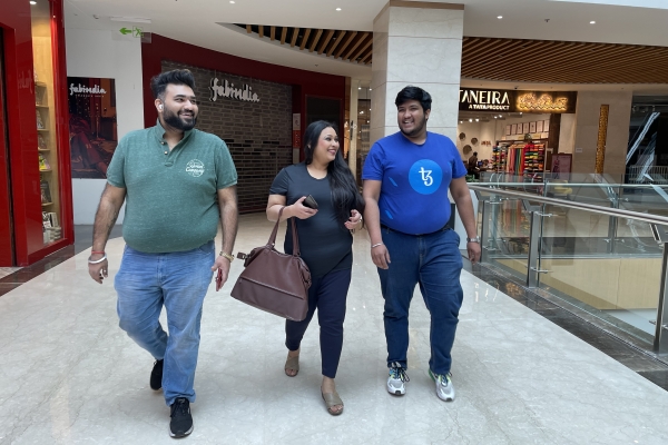 Three friends shopping