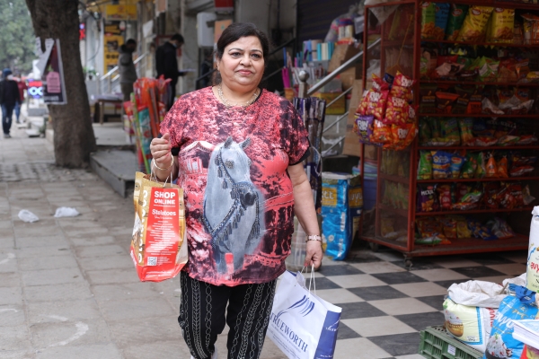 Woman carrying shopping