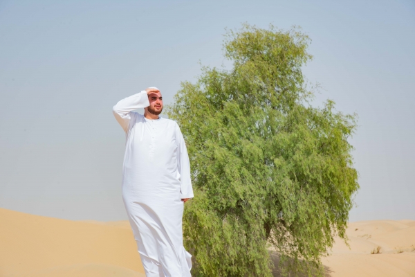 Man walking in desert