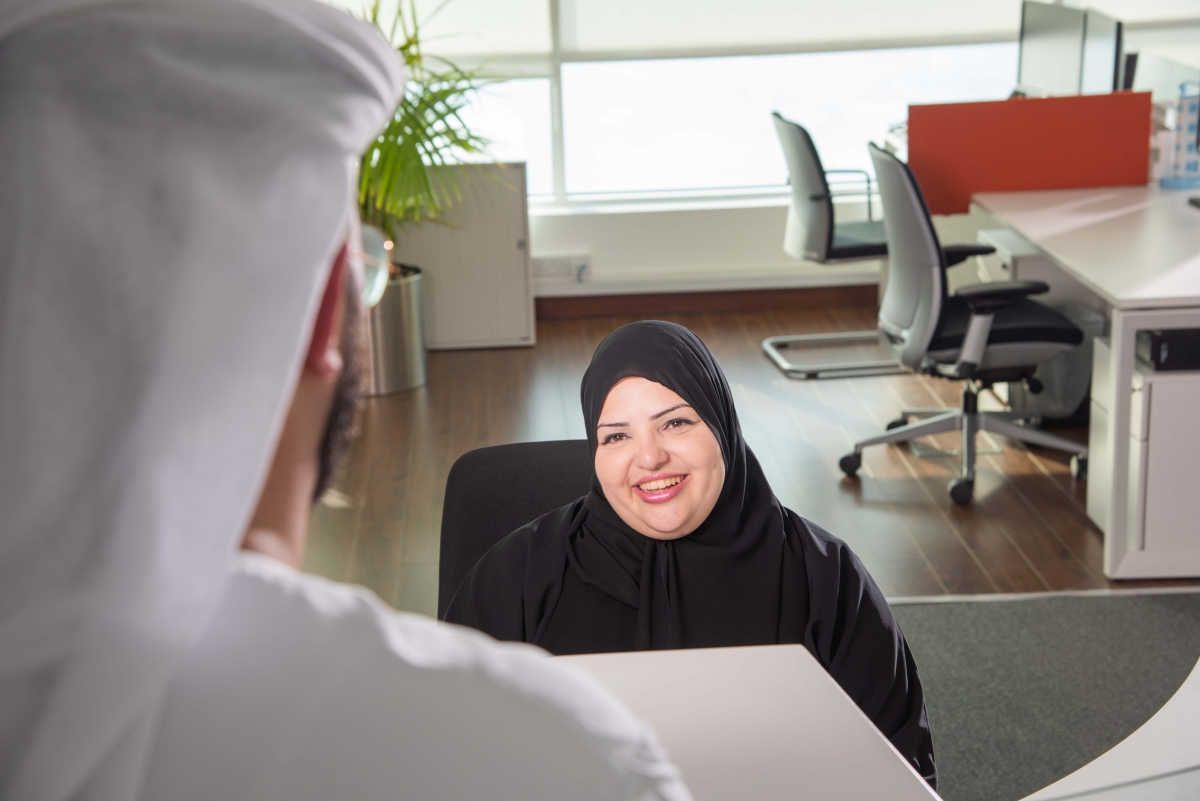 Woman smiling at work