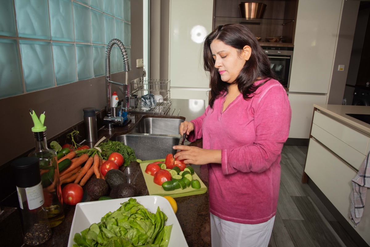 Woman preparing dinner